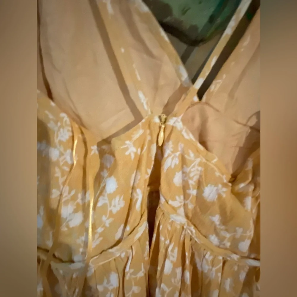 Women’s Papermoon Golden Frilly Ruffled White Floral Pattern Sundress mini - Picture 14 of 17